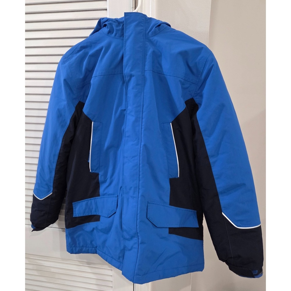 Lands End Boys Large 14-16 Blue Black Squall Grow-A-Longs Jacket Parka